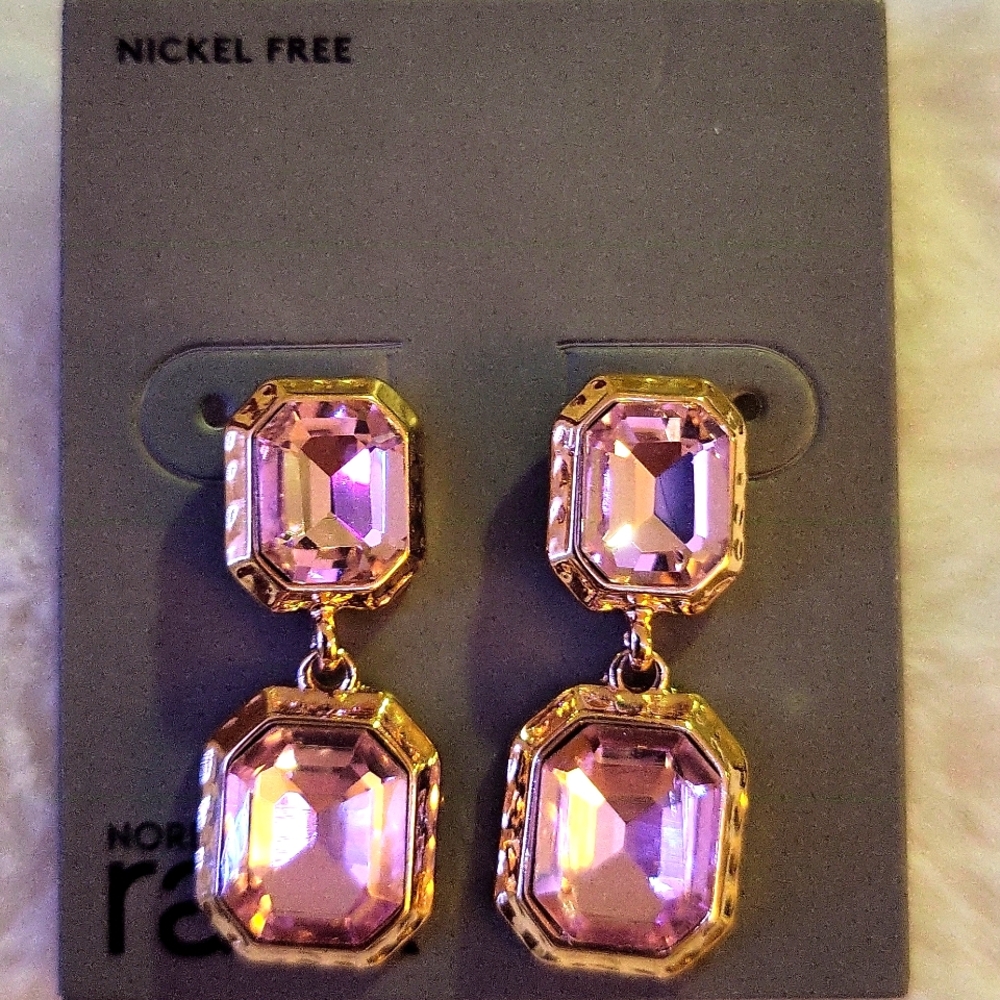 Nordstrom Gold and Pink Gemstone Earrings - Picture 3 of 3